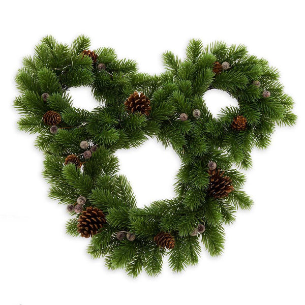 Disney Wreath - Christmas Light-Up Mickey Icon with Pinecones and Berries – Image 1 | HappilyShoppe