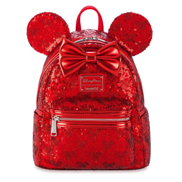 Disney Parks Loungefly Mini Backpack Red Sequin Minnie Mouse Mickey Icons