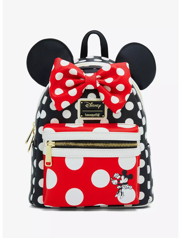 Disney Loungefly Minnie Mouse Rocks the Dots Black & Red Polka Dot Mini Backpack – Image 1 | HappilyShoppe