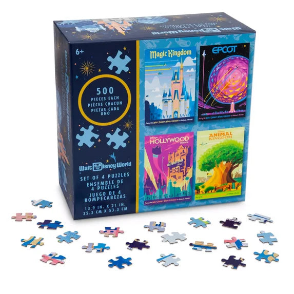 Disney Parks Walt Disney World Icons Poster Set of 4 Puzzle 500 piece each