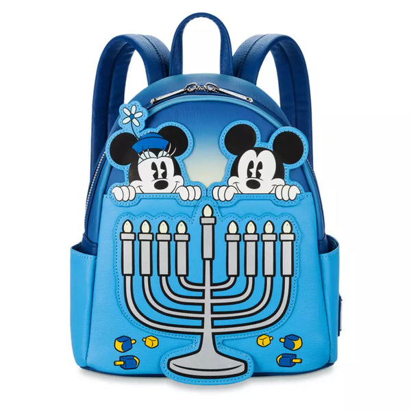Disney Mickey and Minnie Mouse Hanukkah Light-Up Loungefly Mini Backpack