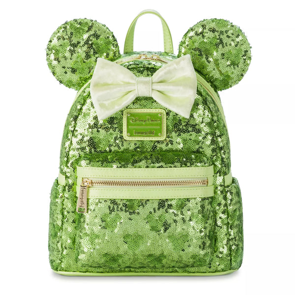 Disney Loungefly Tinker Bell Green Sequins Mini Backpack