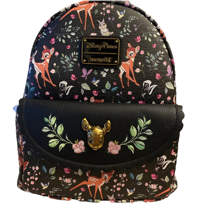 bambi loungefly mini backpack Disney Loungefly Bambi Mini Backpack 2025 Forest Friends Print Black