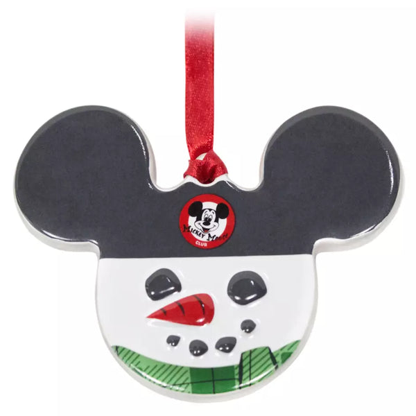 Disney Parks Mickey Mouse Icon Snowman Ceramic Christmas Ornament