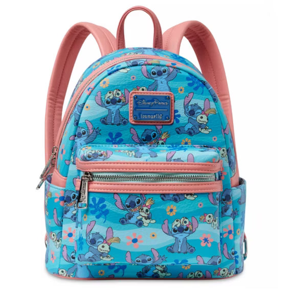 Disney parks Stitch Loungefly Mini Blue Backpack – Lilo & Stitch with Scrump – Image 1 | HappilyShoppe