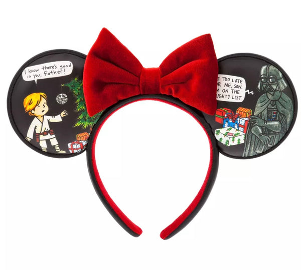 Disney Parks Star Wars Holiday Minnie Mouse Ear Headband Luke and Darth