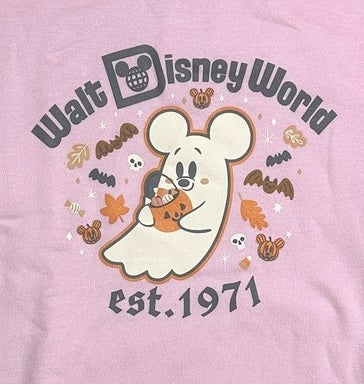 Disney World Parks Mickey Mouse Cutie Ghost Pink Halloween Sweatshirt – Image 1 | HappilyShoppe