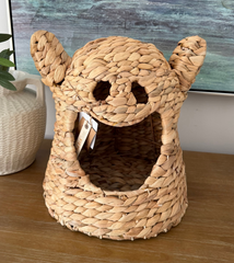 Handwoven Wicker Ghost Halloween Basket Natural Farmhouse Decor Candy Storage