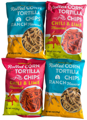 Flavored Rolled Corn Tortilla Chips 9oz Pack of 4 (Ranch and Chili)