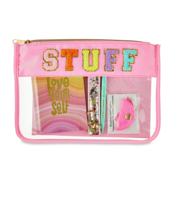 Valentine's "Stuff" Cosmetic Pouch  & Journal Set, Way To Celebrate, Party Favor, Pink Color, Fabric, Plastic