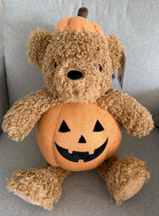 Martha Stewart Halloween Teddy Bear Pumpkin Faux Fur Decorative Pillow New