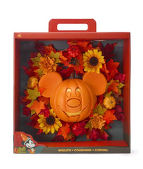 Disney 2025 Mickey Mouse Fall Jack O Lantern Pumpkin Wreath LIGHTS-UP 16" Door