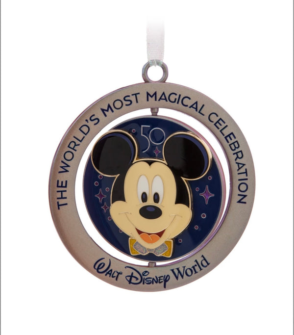 Walt Disney World 50th Anniversary Mickey Mouse Spinning Christmas Ornament