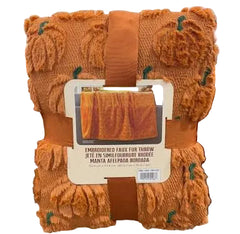 Viral Costco Pumpkin Faux Fur Throw Blanket | Cozy Halloween Decor | 60x70 Embroidered Plush Blanket