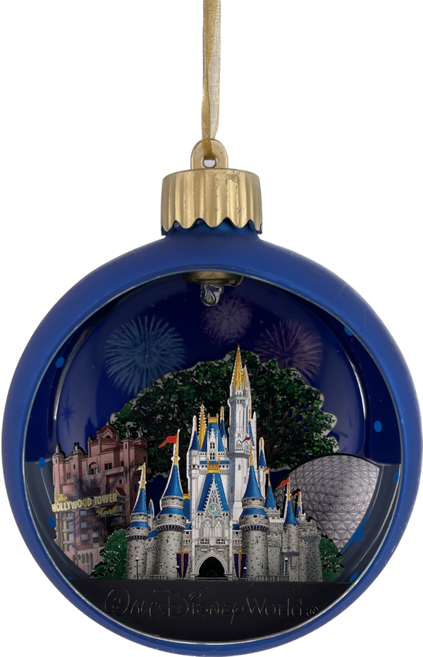 Disney Globe Ornament - Four Parks with Fireworks - Light Up