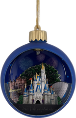 Disney Globe Ornament - Four Parks with Fireworks - Light Up