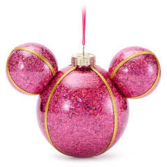 Disney Mickey Ears Icon Ornament - Mickey Dark Pink Glitter