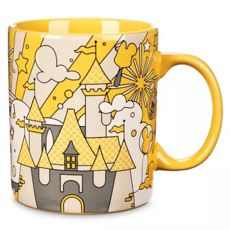 Disney Parks Fantasyland Castle Mickey Icons Yellow Mug