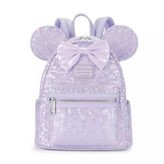 Disney Parks Loungefly Mini Backpack - Opalescent Lavender Sequin Minnie Mouse