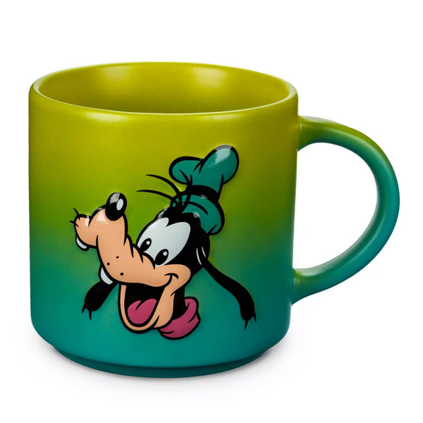 Disney Parks Goofy & Pluto Ombre Green Yellow Retro Ceramic Coffee Mug