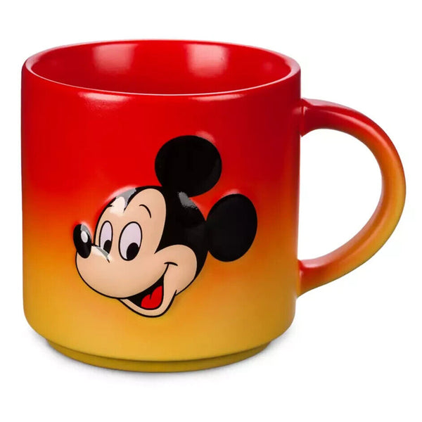 Disney Parks Mickey & Donald Duck Ombre Red Yellow Retro Ceramic Coffee Mug
