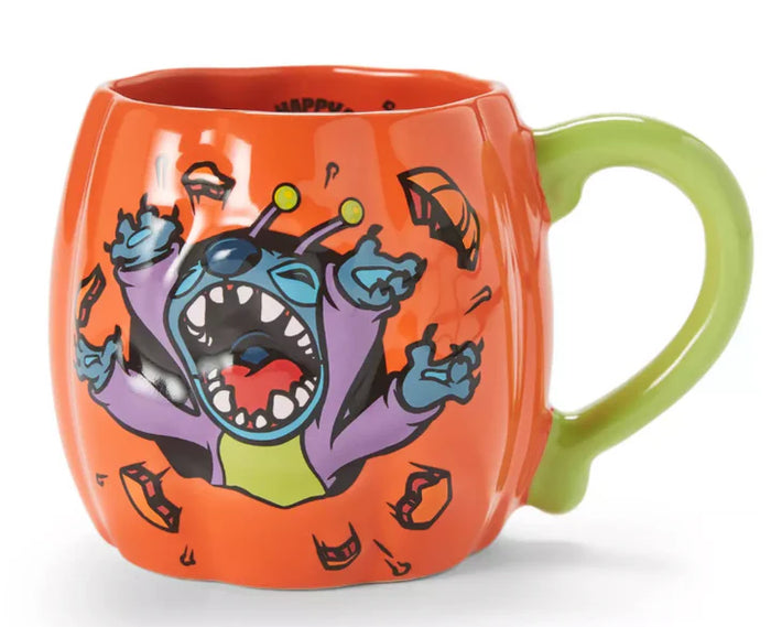 Disney Parks Stitch Halloween Pumpkin Coffee Mug