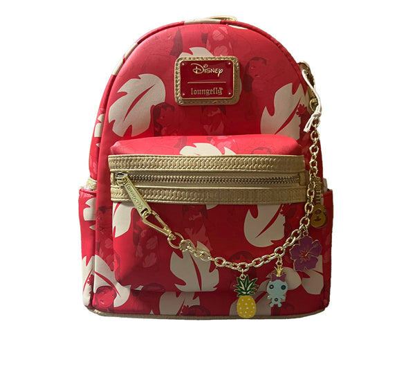 Loungefly Disney Lilo & Stitch Mini Backpack Floral Print Red