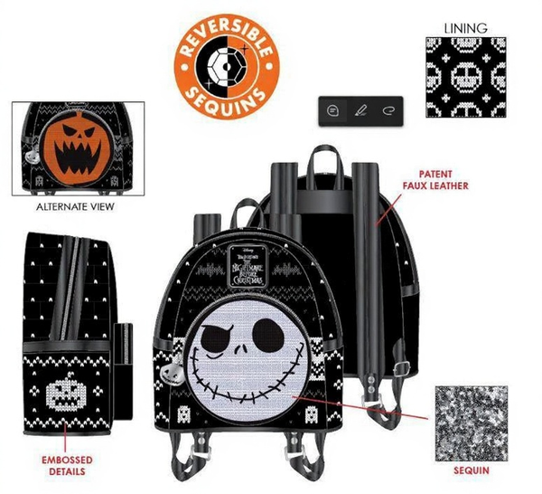 Disney Loungefly Nightmare Before Christmas Sequin Jack Mini Backpack – Image 1 | HappilyShoppe