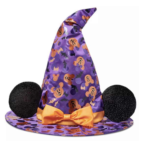 Disney Parks Halloween 2023 Minnie Witch Purple Pumpkin Hat Girls Kids