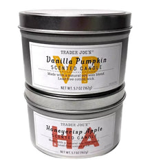 Trader Joe's Autumn Candle Duo Honey Crisp Apple and Vanilla Pumpkin 5.7 oz each