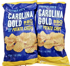 Trader Joe's Carolina Gold BBQ Flavored Ridge Cut Potato Chips 7oz 198g (2 Bags)