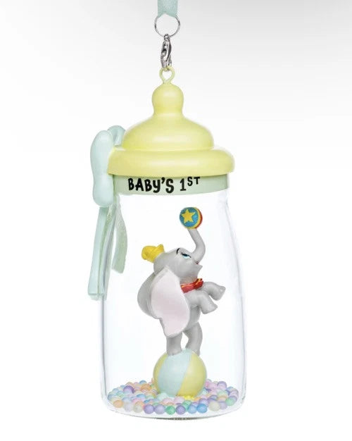 Disney Parks Dumbo Baby 1st 2024 Glass Bottle Christmas Ornament