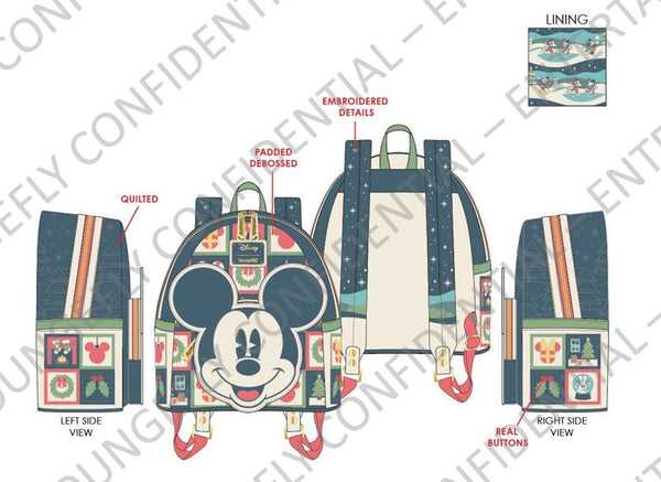 Loungefly Mickey and Minnie Holiday Mini Backpack