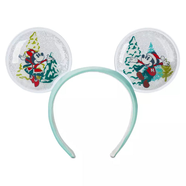 Disney Christmas Mickey and Minnie Mouse Snow Globe Christmas Ear Headband