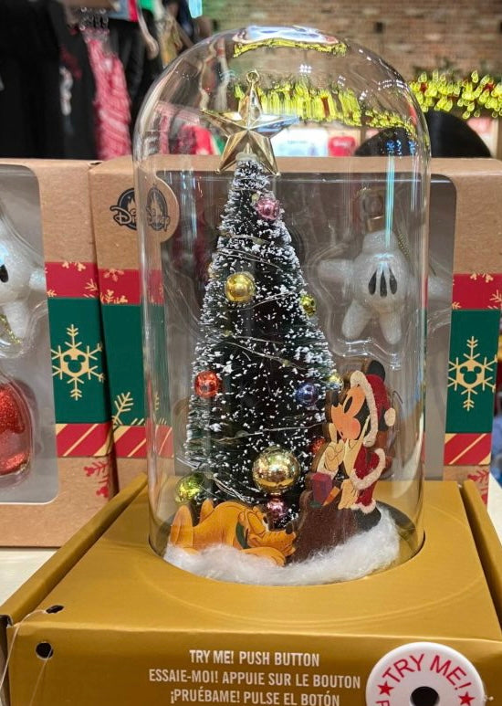 Disney Mickey Santa and Pluto Domed Christmas Tree Light Up Figurine