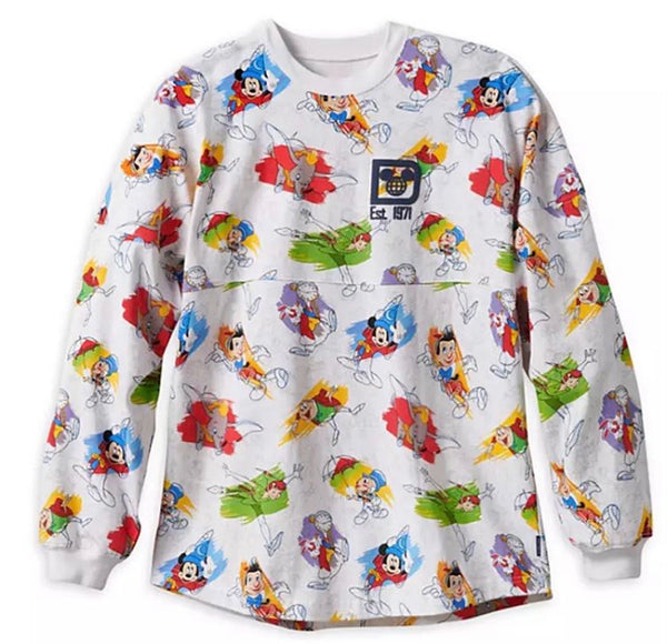 Disney Parks Ink & Paint Animated Characters Spirit Jersey Shirt Long Sleeve XS-XXL