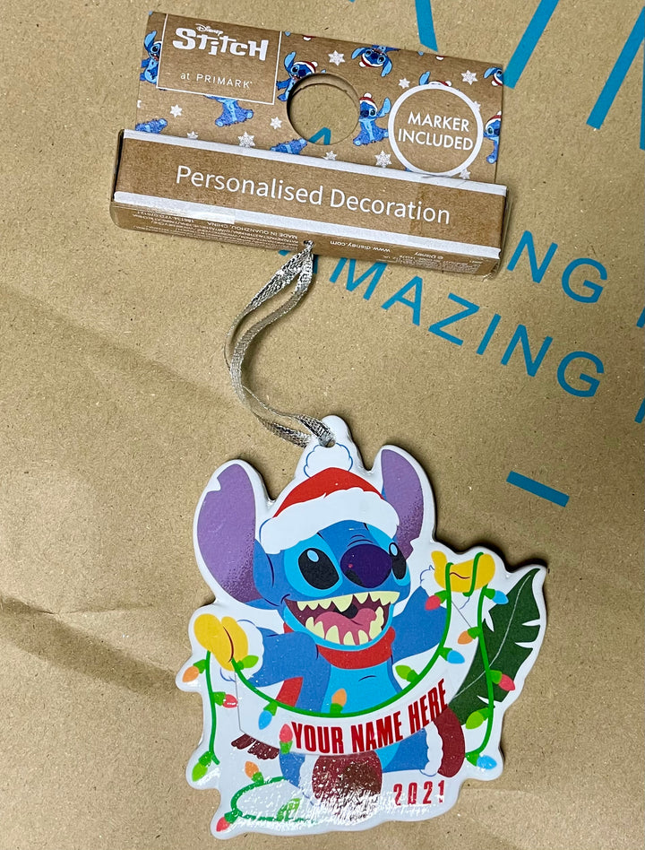 Disney Stitch Personalized Christmas Ornament Primark Exclusive