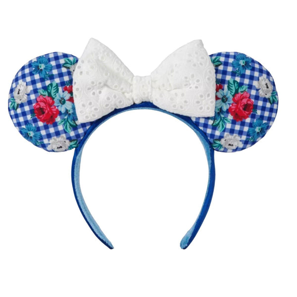 Disney Parks Floral Gingham Cottage Flower Minnie Ear Headband
