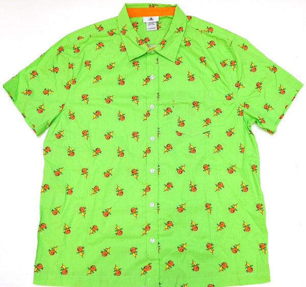 Disney Parks  Epcot Green Orange Bird Men's Woven Button Down Shirt
